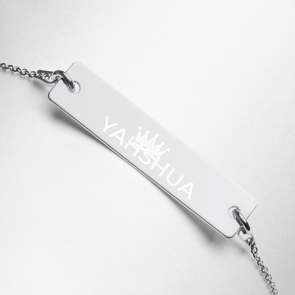 Thumbnail: YHWH FOREVER 3 King Yahshua Engraved Silver Bar Chain Bracelet