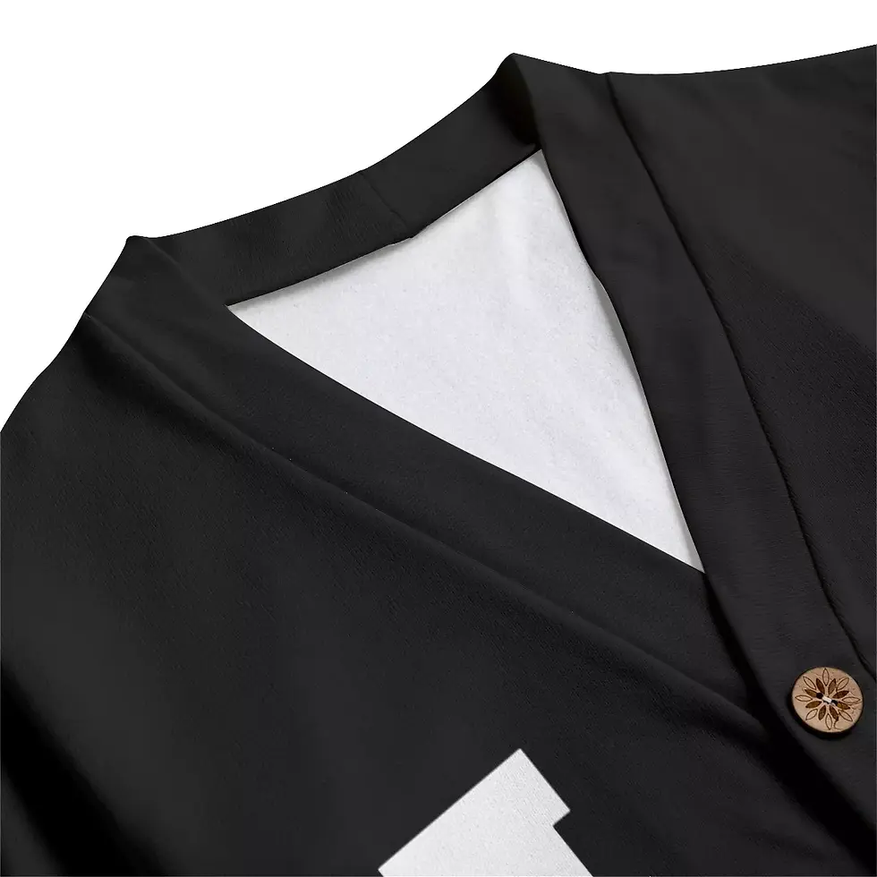 Thumbnail: The Classy Hebrew Unisex V-neck Knitted Fleece Cardigan With Button Closure