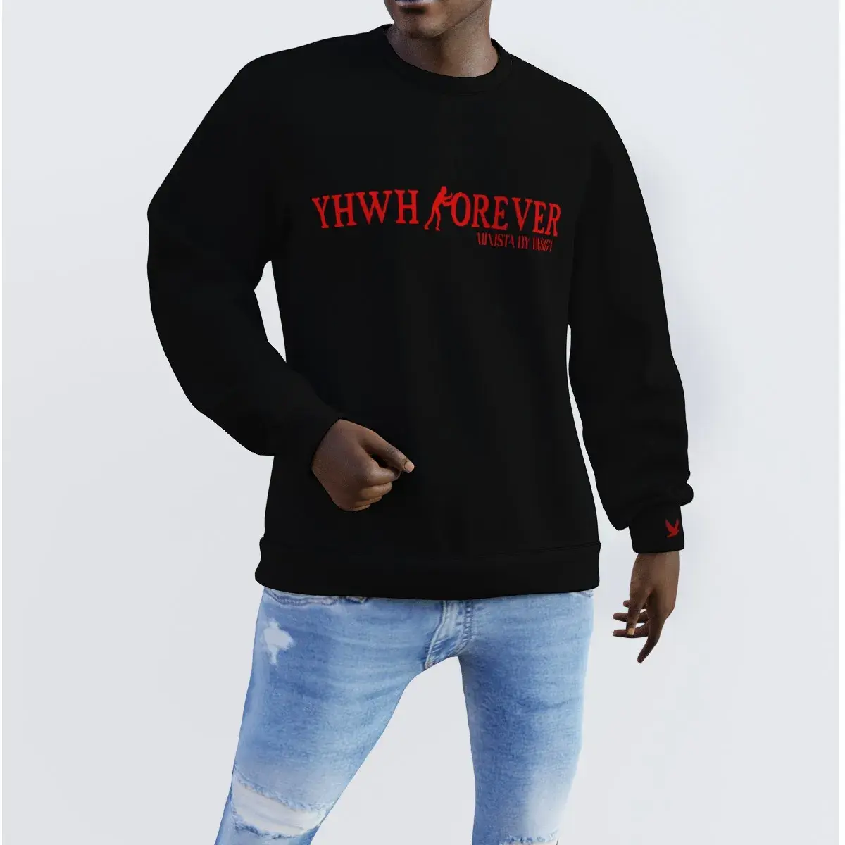 YHWH FOREVER Black & Red Sweater
