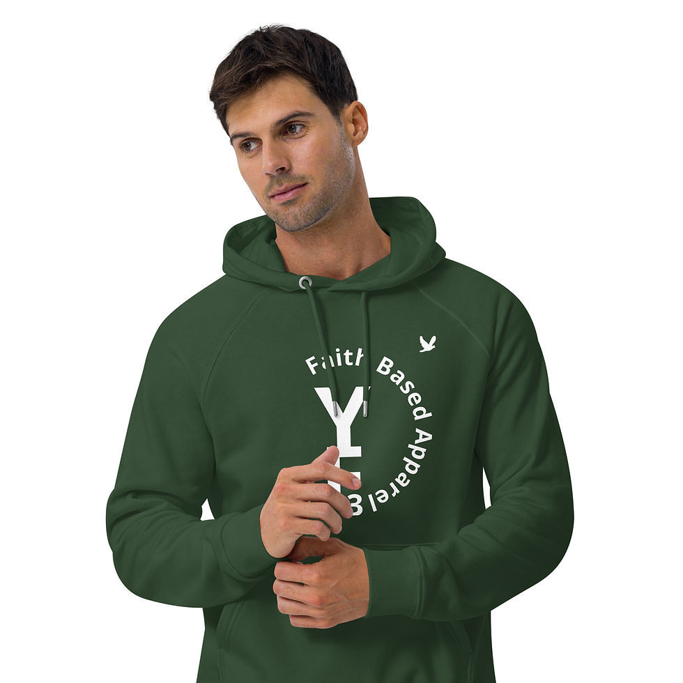 Thumbnail: YHWH FOREVER 3 Faith Based Apparel Unisex eco raglan hoodie