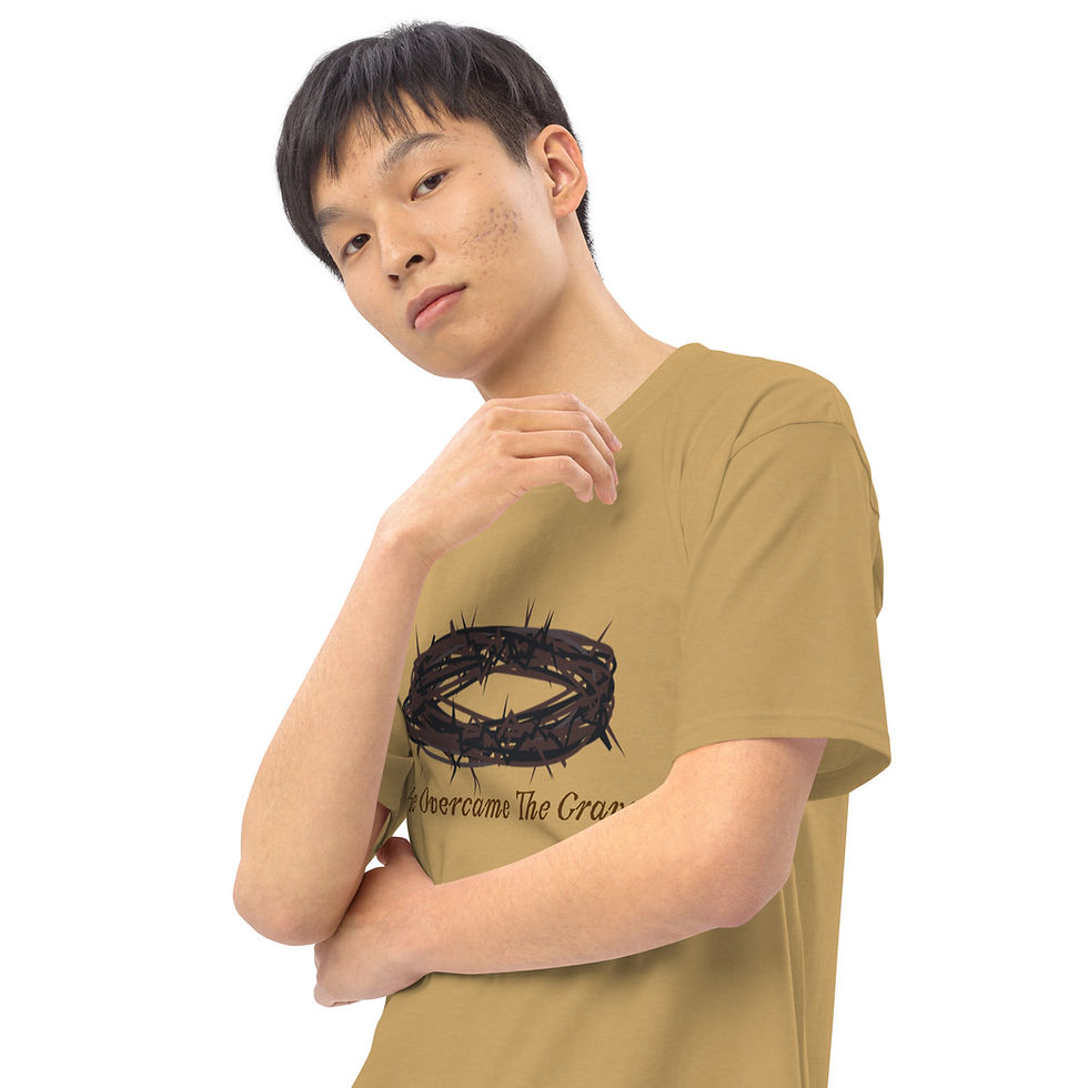 Thumbnail: YHWH FOREVER 3 He Overcame The Grave Men’s premium heavyweight tee