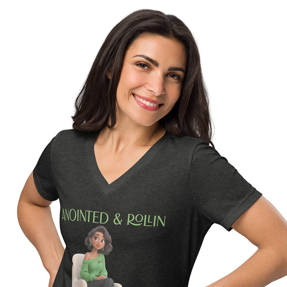 Thumbnail: YHWH FOREVER3 Anointed & Rollin Women’s relaxed v-neck t-shirt