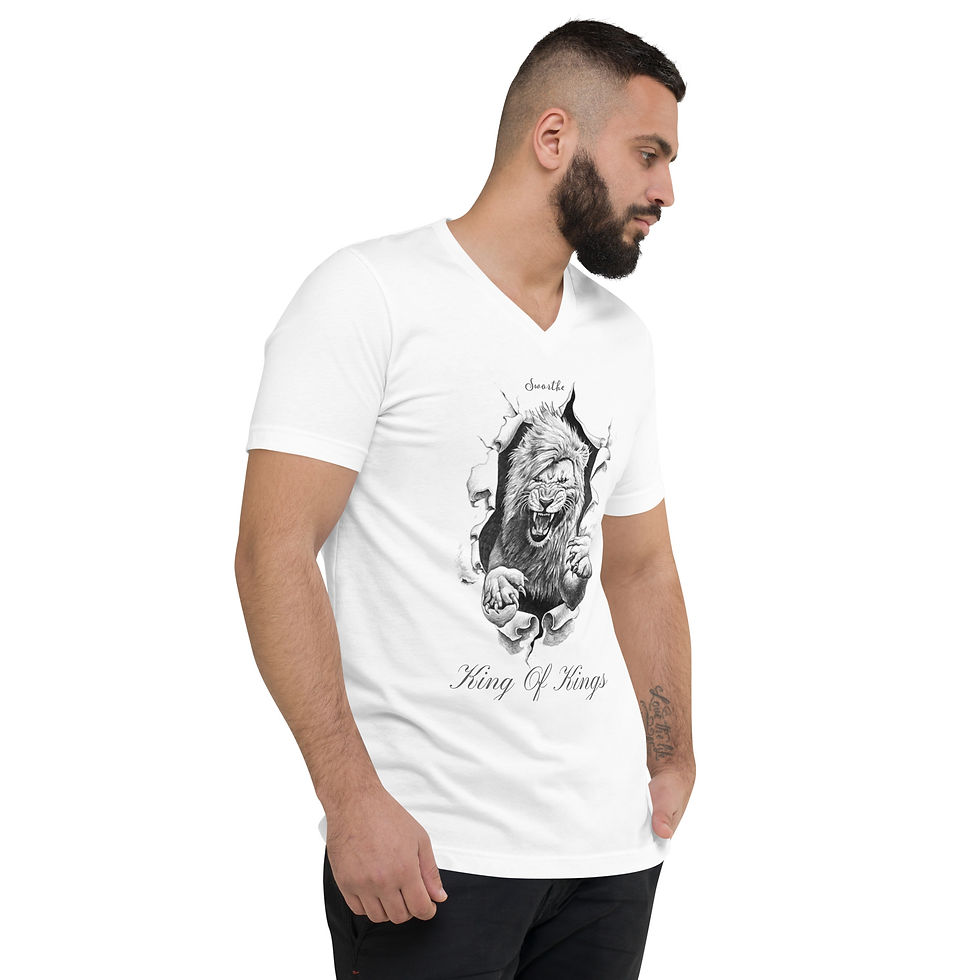 Thumbnail: Sworthe By Joseph Dowdy King Of Kings  Unisex Short Sleeve V-Neck T-Shirt