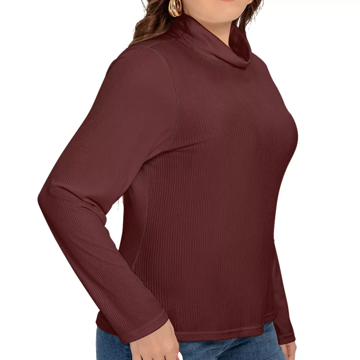 Sworthe By Joseph Dowdy Women's Turtleneck T-shirt With Long Sleeve(Plus Size)