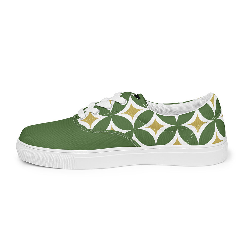 Thumbnail: YF3 The Classy Hebrew Finch Green Men’s lace-up canvas shoes