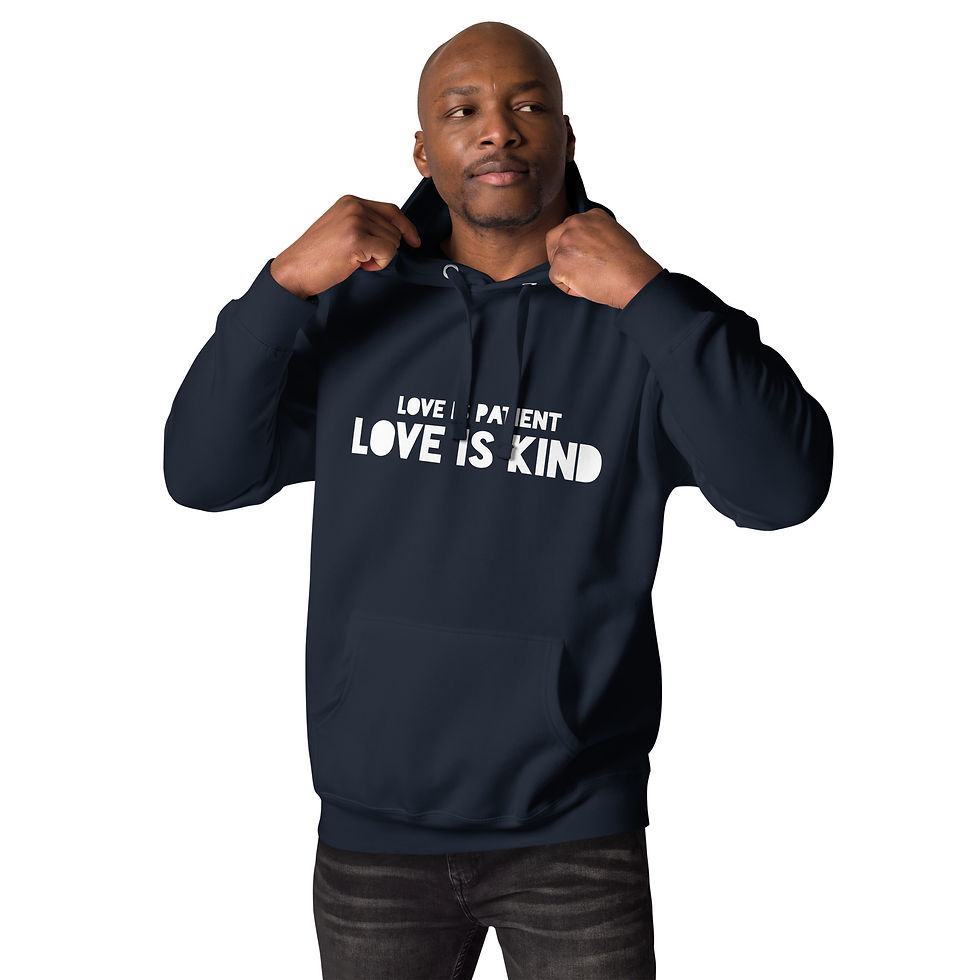Thumbnail: YF3 The Classy Hebrew Love Is Patient Love Is Kind Unisex Hoodie