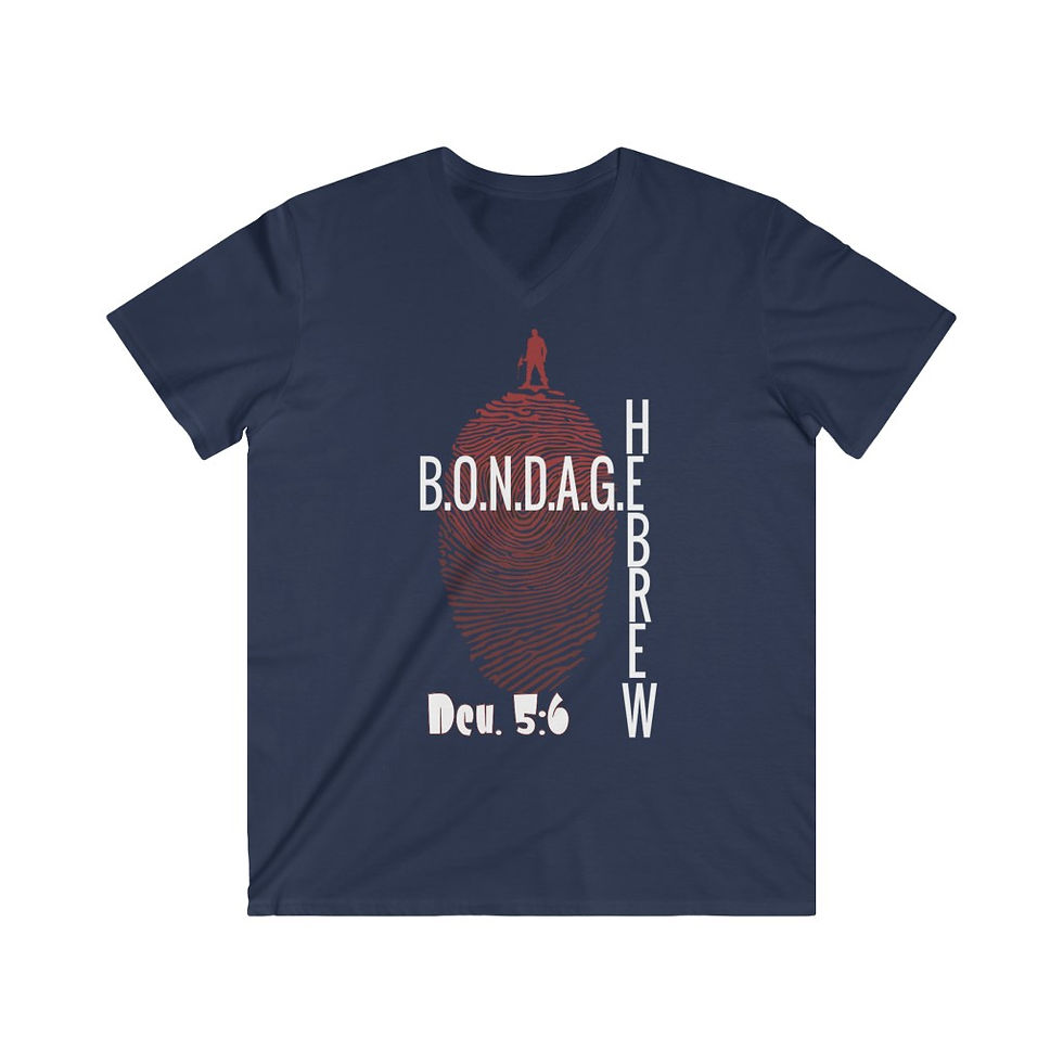 Thumbnail: The Classy Hebrew Deu. 5:6 Bondage Men's Fitted V-Neck Short Sleeve Tee