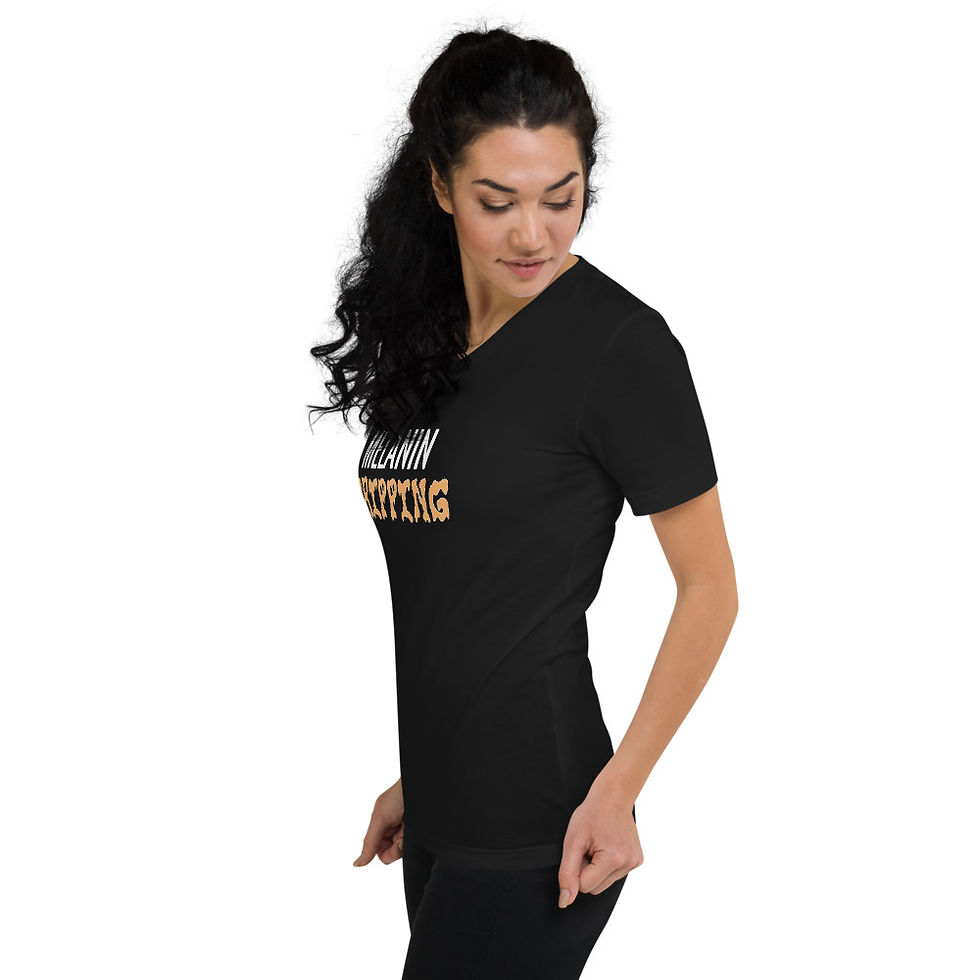 Thumbnail: The Classy Hebrew Melanin Dripping Unisex Short Sleeve V-Neck T-Shirt