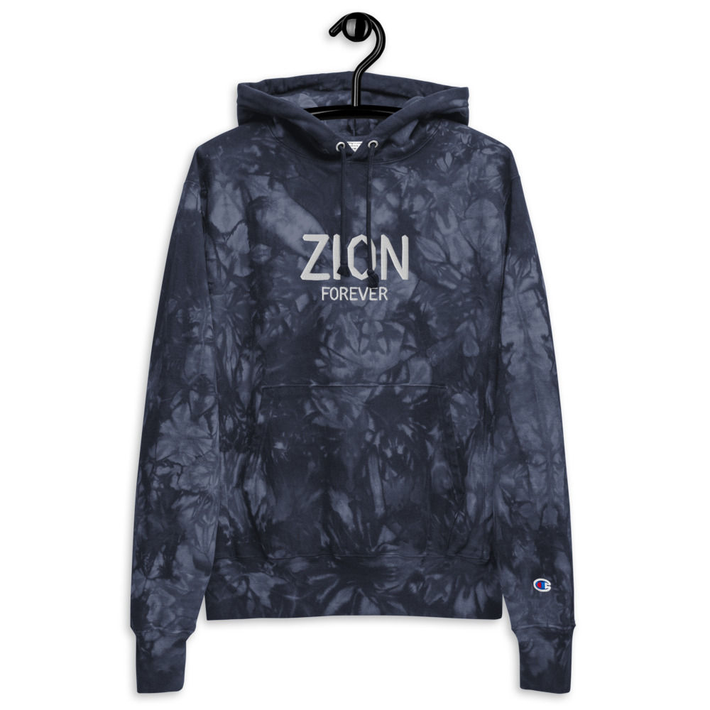 YF3 ZION FOREVER Embroidered Unisex Champion tie-dye hoodie