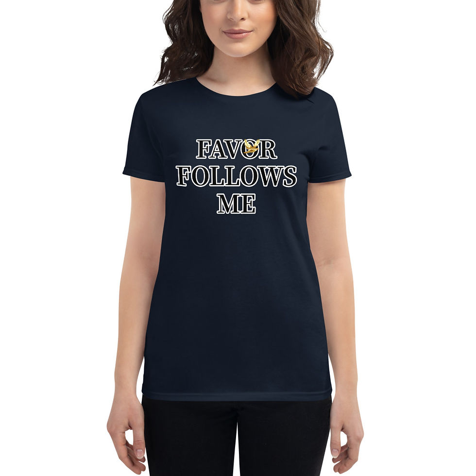 Thumbnail: YHWH FOREVER Favor Follows Me Women's short sleeve t-shirt