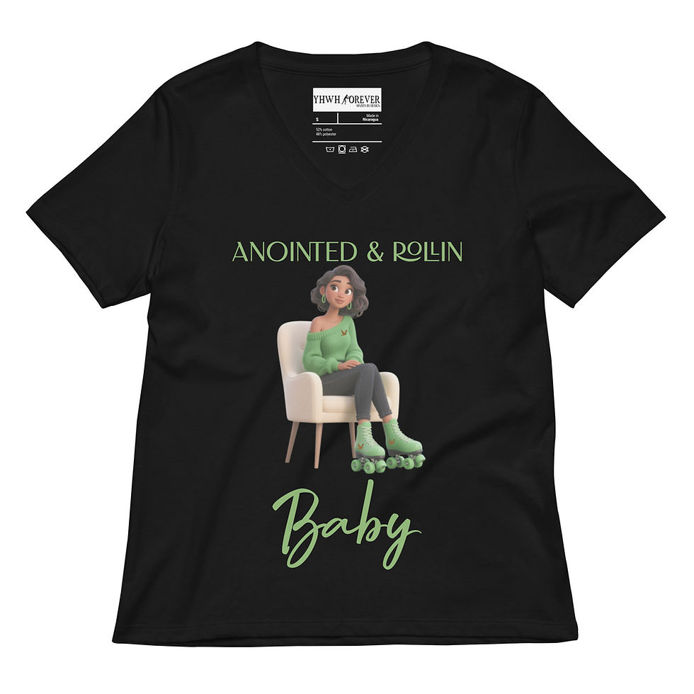 Thumbnail: YHWH FOREVER3 Anointed & Rollin Women’s relaxed v-neck t-shirt