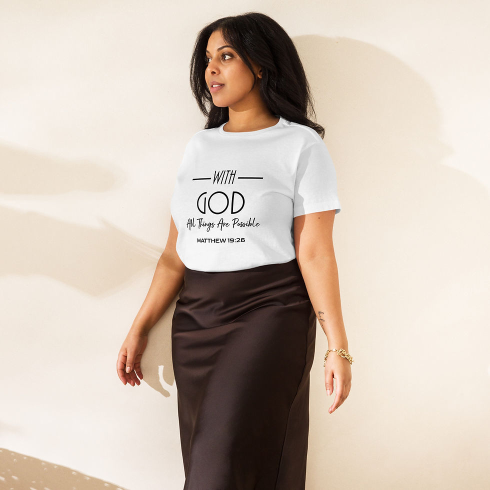 Thumbnail: YHWH FOREVER 3 Matthew 19:26 Women’s high-waisted t-shirt