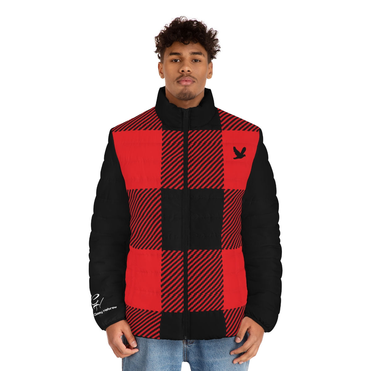 YF3 The Classy Hebrew Men's Puffer Jacket (AOP)
