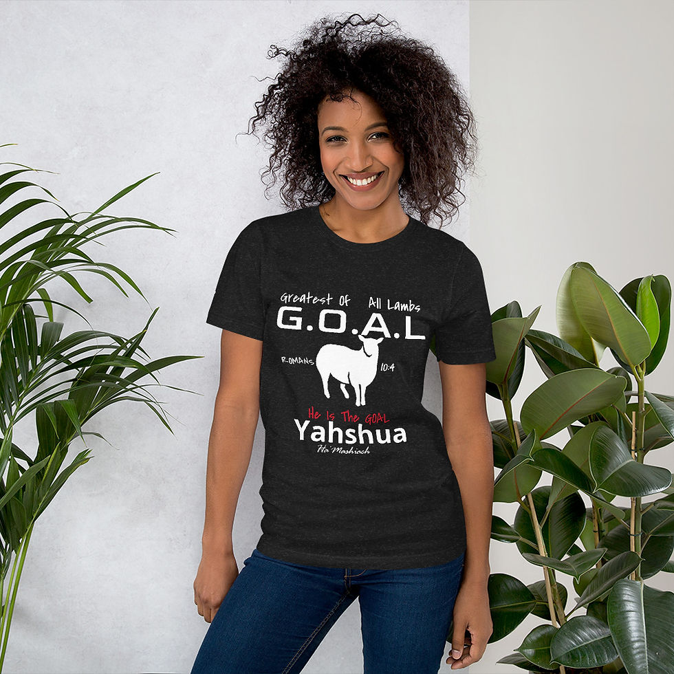 Thumbnail: YF3 The Classy Hebrew GOAL Romans 10:4 Yahshua Peace Unisex t-shirt