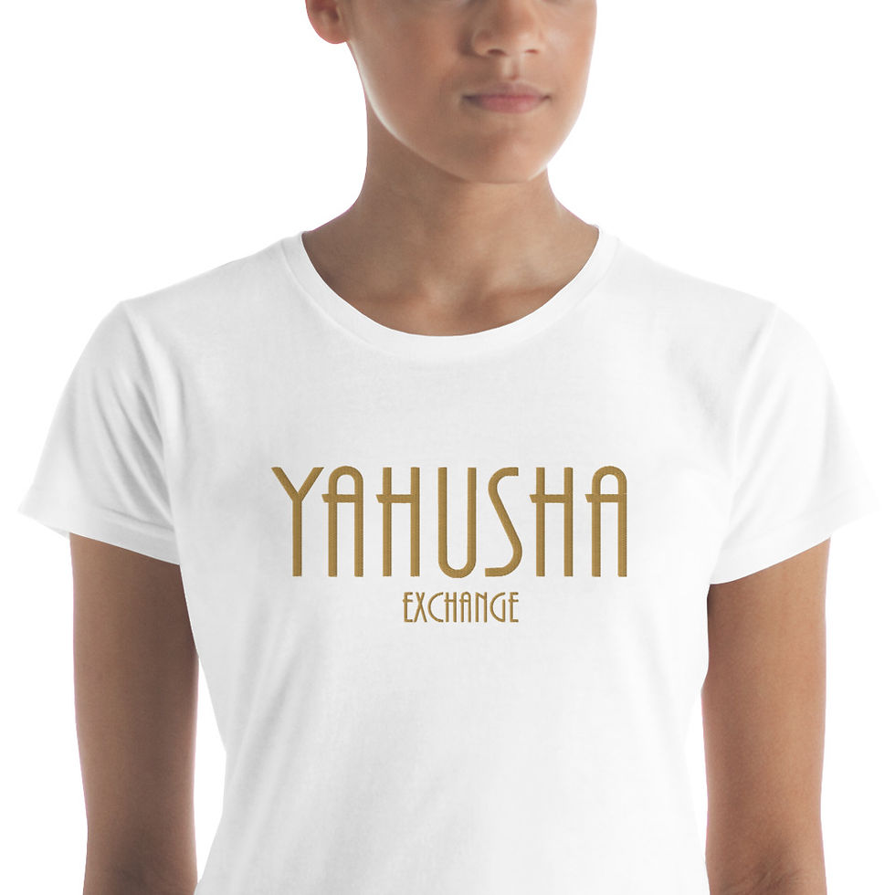 Thumbnail: YF3 The Classy Hebrew Embroidered YAHUSHA EXCHANGE Women's short sleeve t-shirt
