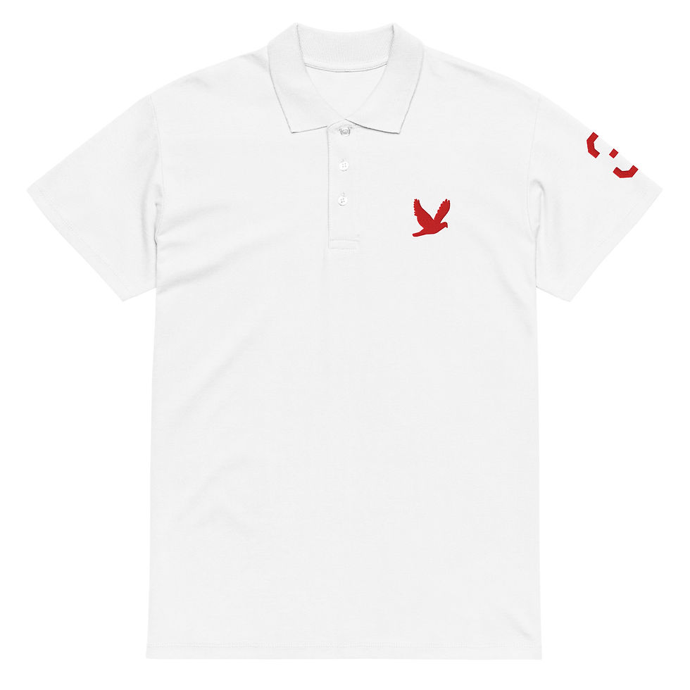 Thumbnail: YHWH FOREVER 3 Embroidered Dove Logo Premium pique polo shirt