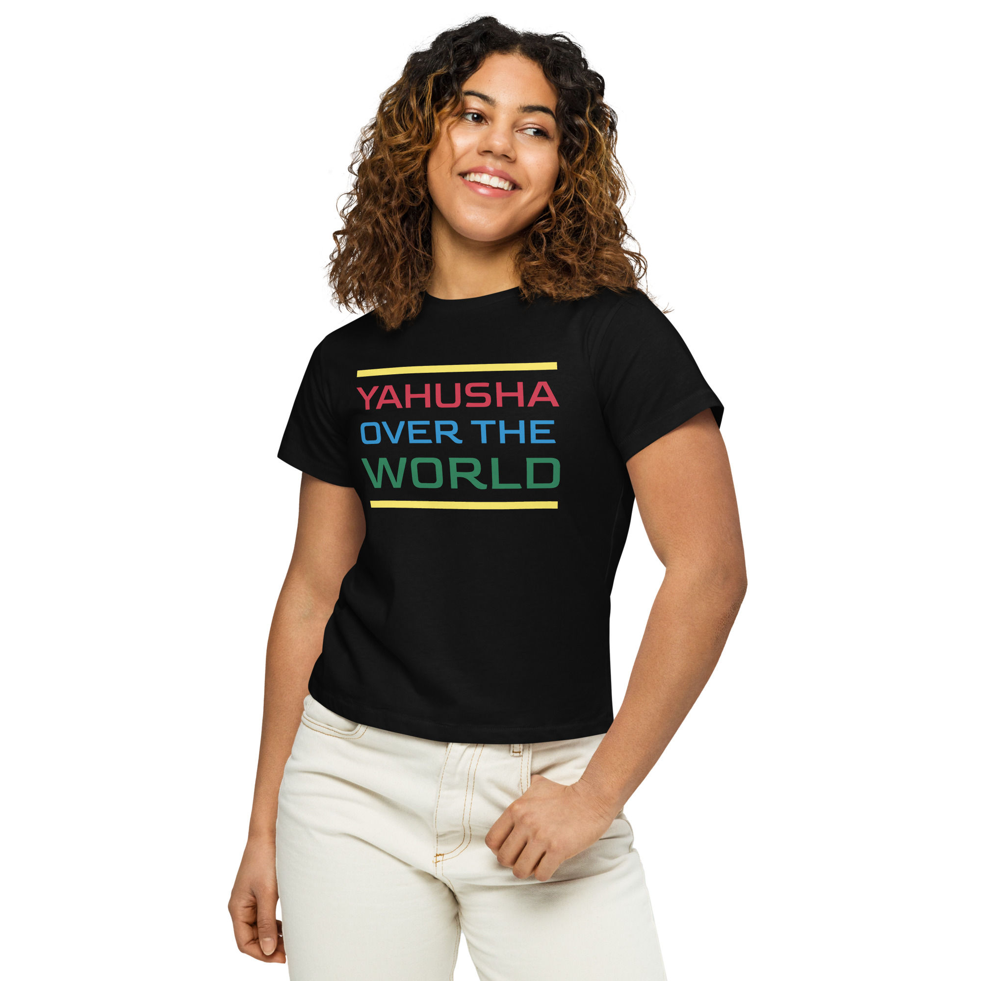 YF3 The Classy Hebrew Yahusha Over The World Women’s high-waisted t-shirt