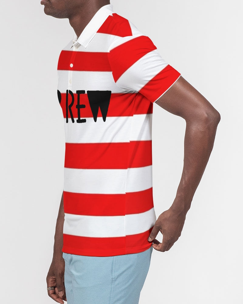 Thumbnail: The Classy Hebrew Red Stripe Men's Slim Fit Short Sleeve Polo
