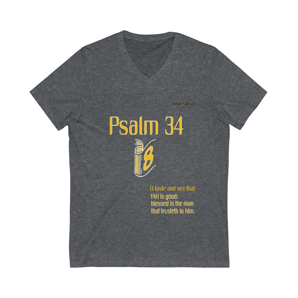 Thumbnail: YHWH FOREVER Psalm 34 Unisex Jersey Short Sleeve V-Neck Tee