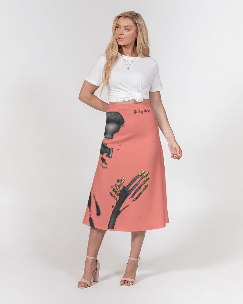 Thumbnail: The Classy Hebrew Coral Women's A-Line Midi Skirt