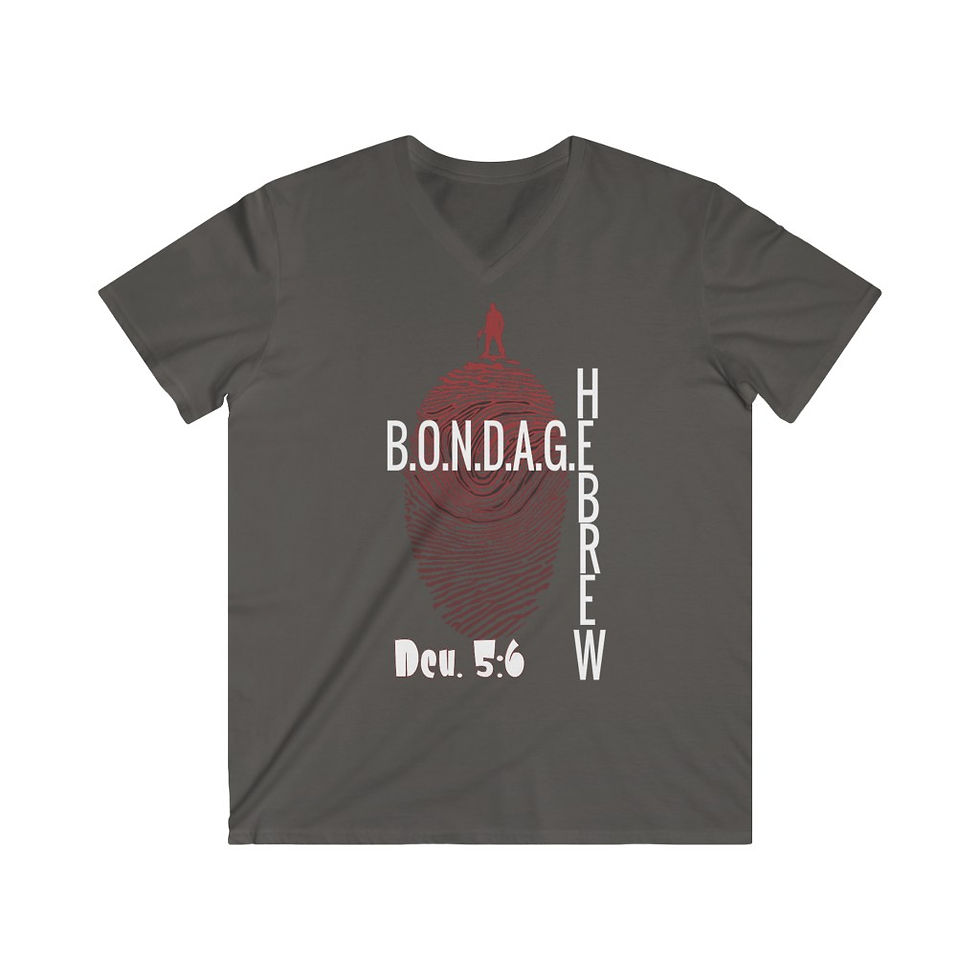 Thumbnail: The Classy Hebrew Deu. 5:6 Bondage Men's Fitted V-Neck Short Sleeve Tee