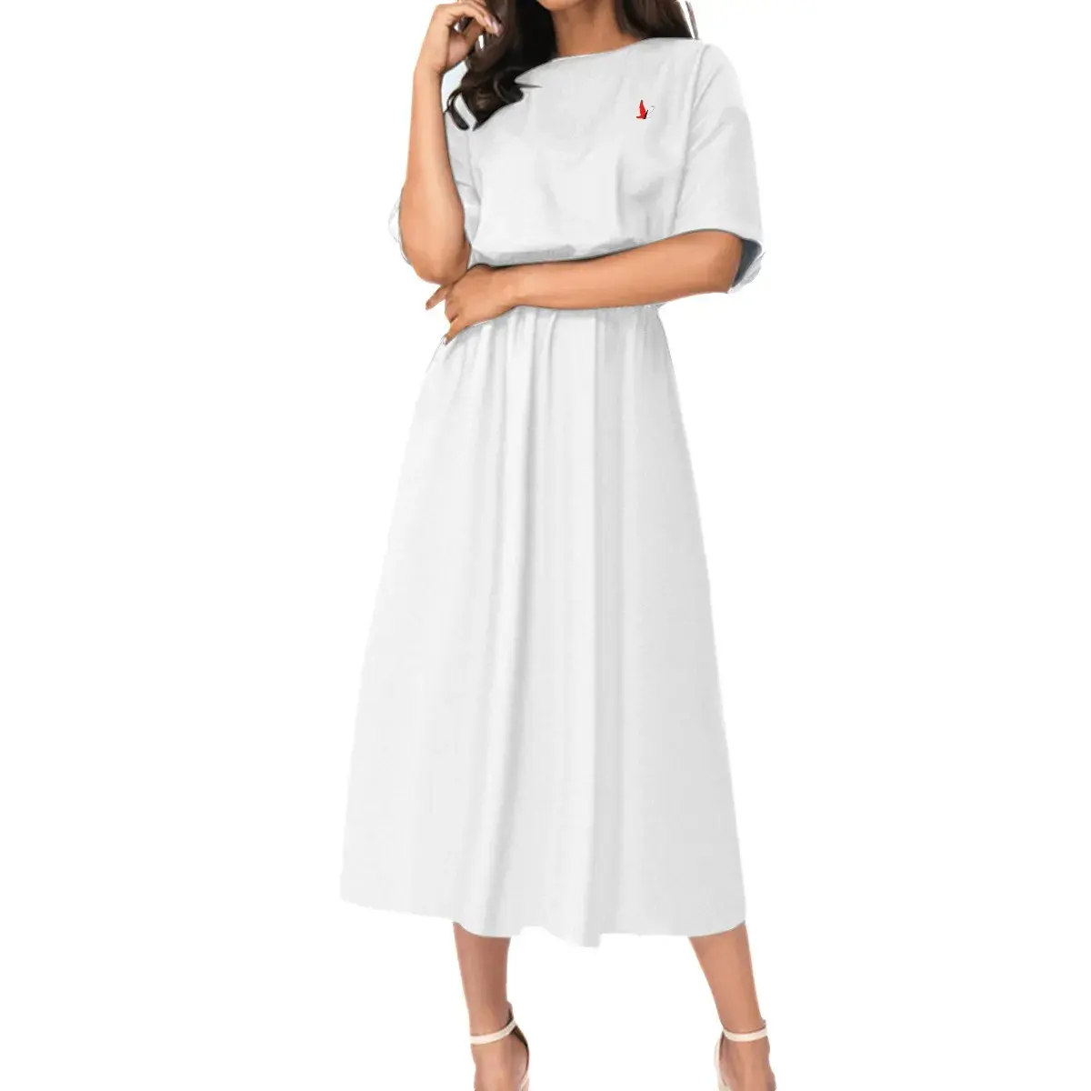 YHWH FOREVER 3 White Women's Elastic Waist Dress