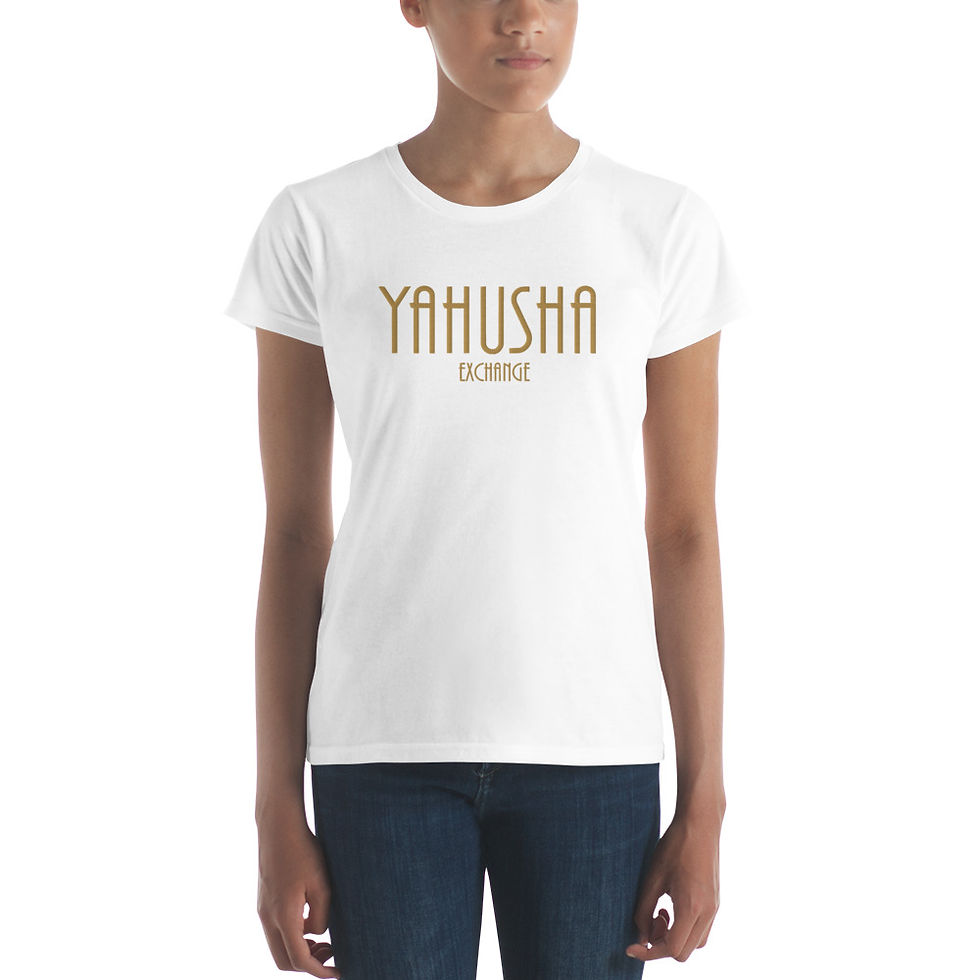 Thumbnail: YF3 The Classy Hebrew Embroidered YAHUSHA EXCHANGE Women's short sleeve t-shirt