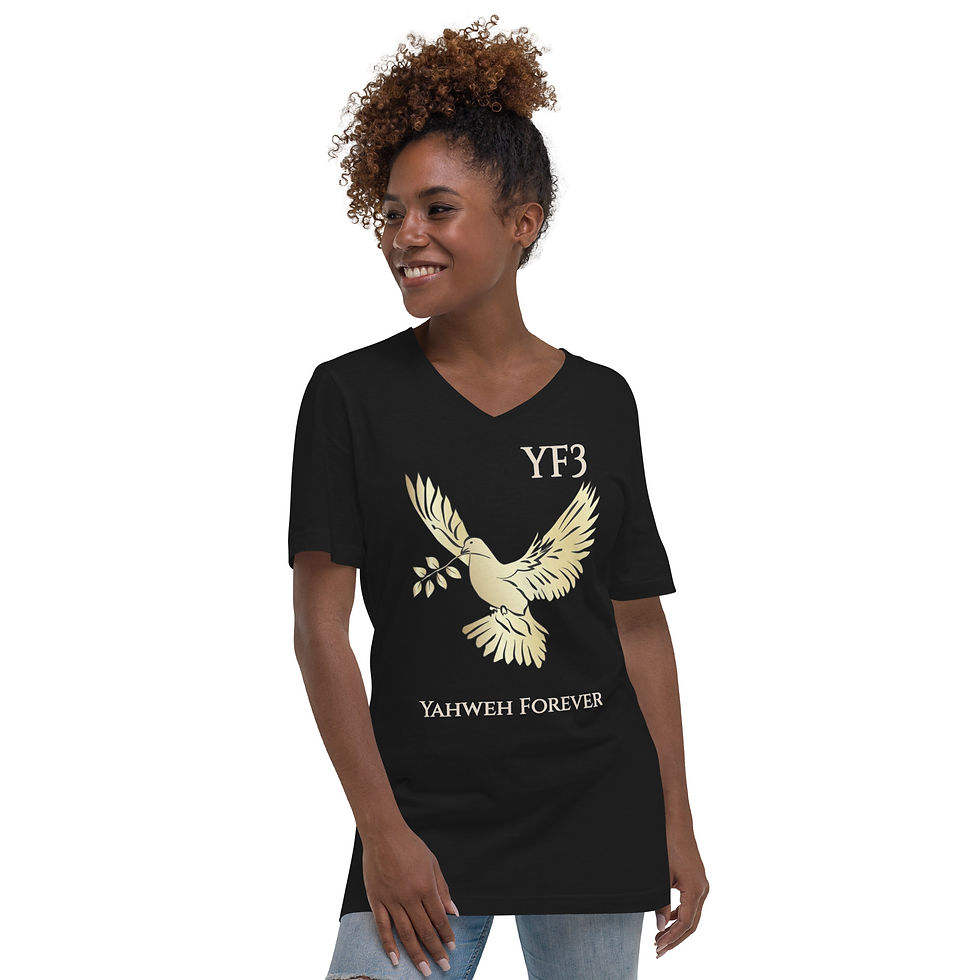 Thumbnail: YHWH FOREVER 3 Noah's Dove Unisex Short Sleeve V-Neck T-Shirt