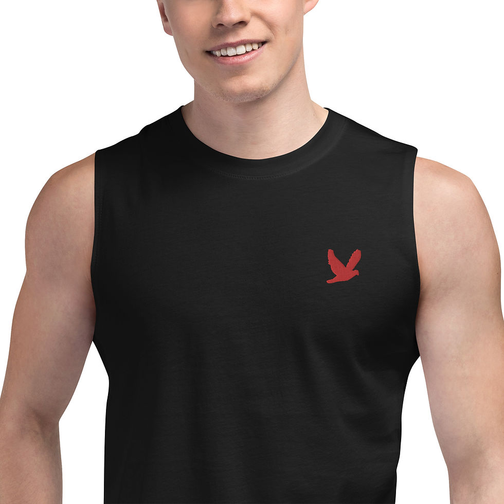 Thumbnail: YHWH FOREVER 3 Embroidered Red Dove Logo Muscle Shirt