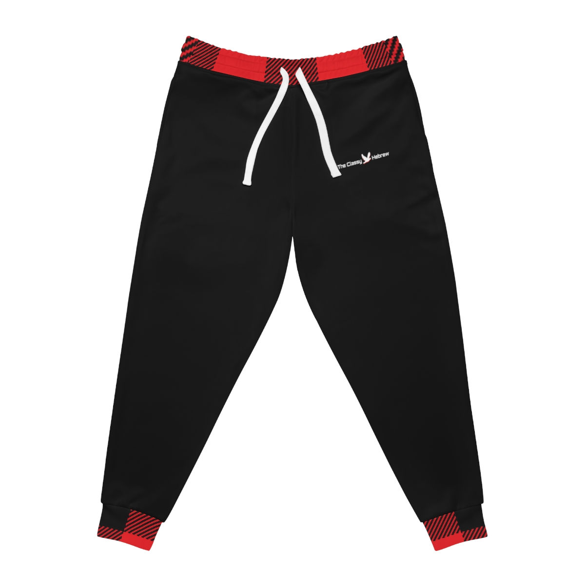YF3 The Classy Hebrew Unisex Plaid Red & Black Athletic Joggers 