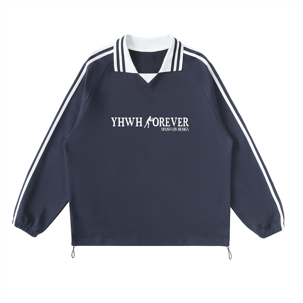 Thumbnail: YHWH FOREVER Contrast Striped Lapel Collar Sweatshirt