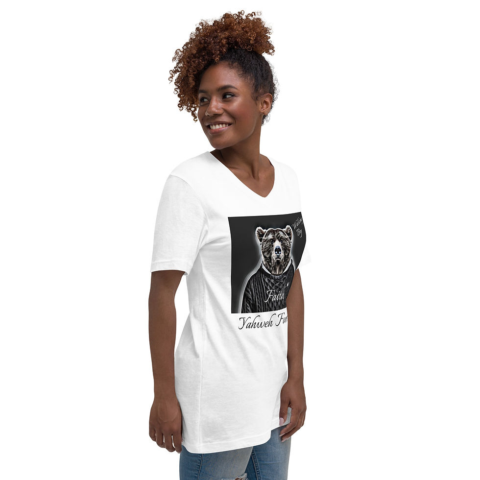 Thumbnail: YHWH FOREVER 3 Walking By Faith Unisex Short Sleeve V-Neck T-Shirt
