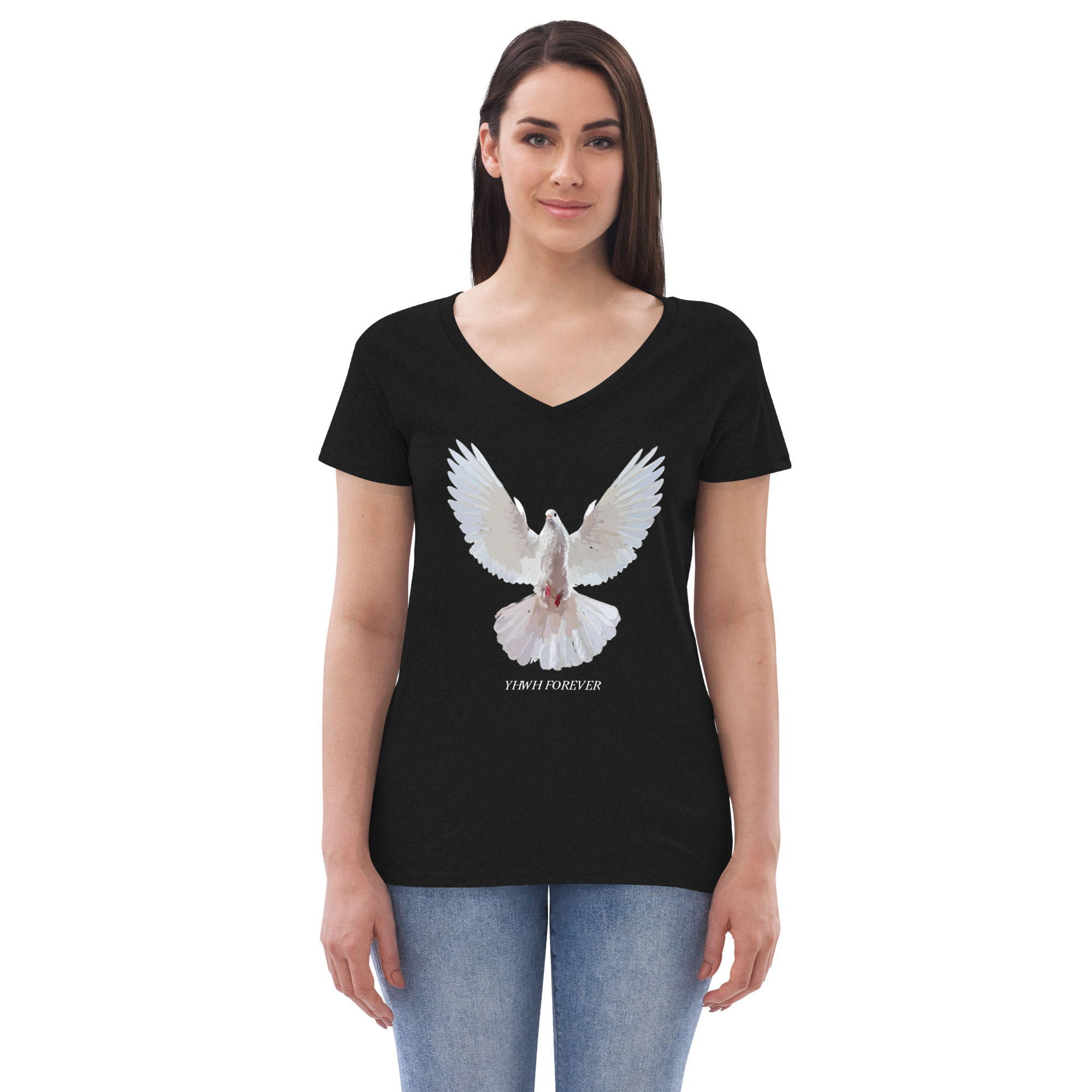 YHWH FOREVER 3 Dove Women’s recycled v-neck t-shirt