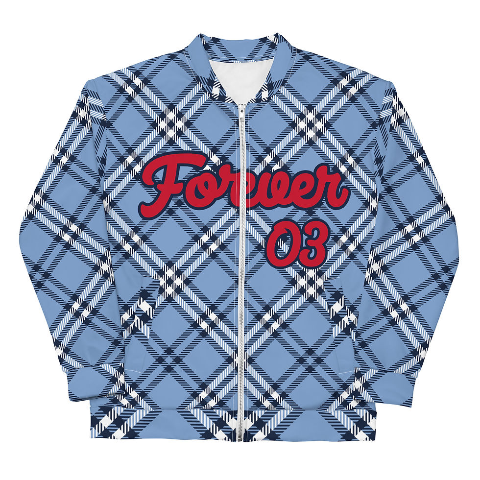 Thumbnail: YF3 The Classy Hebrew; Forever Tribal 12 Blue Plaid Unisex Bomber Jacket