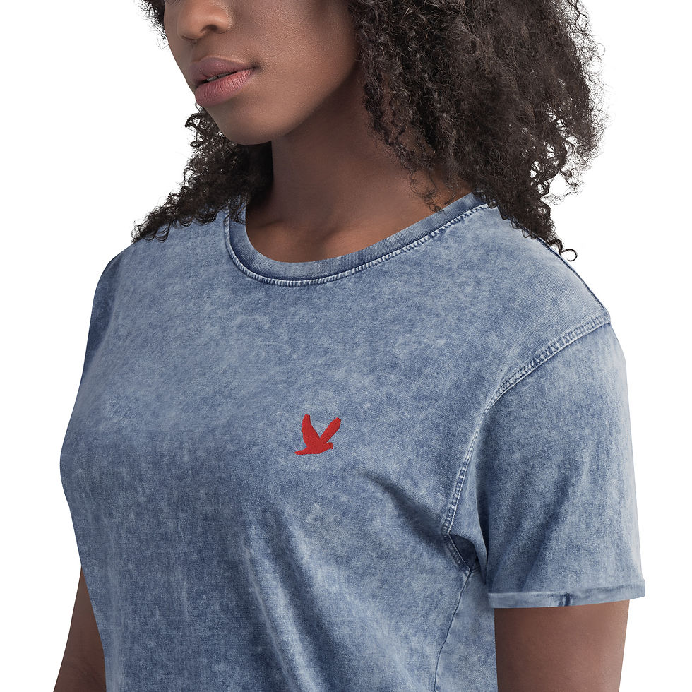 Thumbnail:  YHWH FOREVER 3 Embroidered Dove Logo Denim T-Shirt