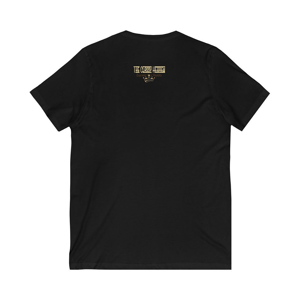 Thumbnail: The Classy Hebrew Blessed King Unisex Jersey Short Sleeve V-Neck Tee