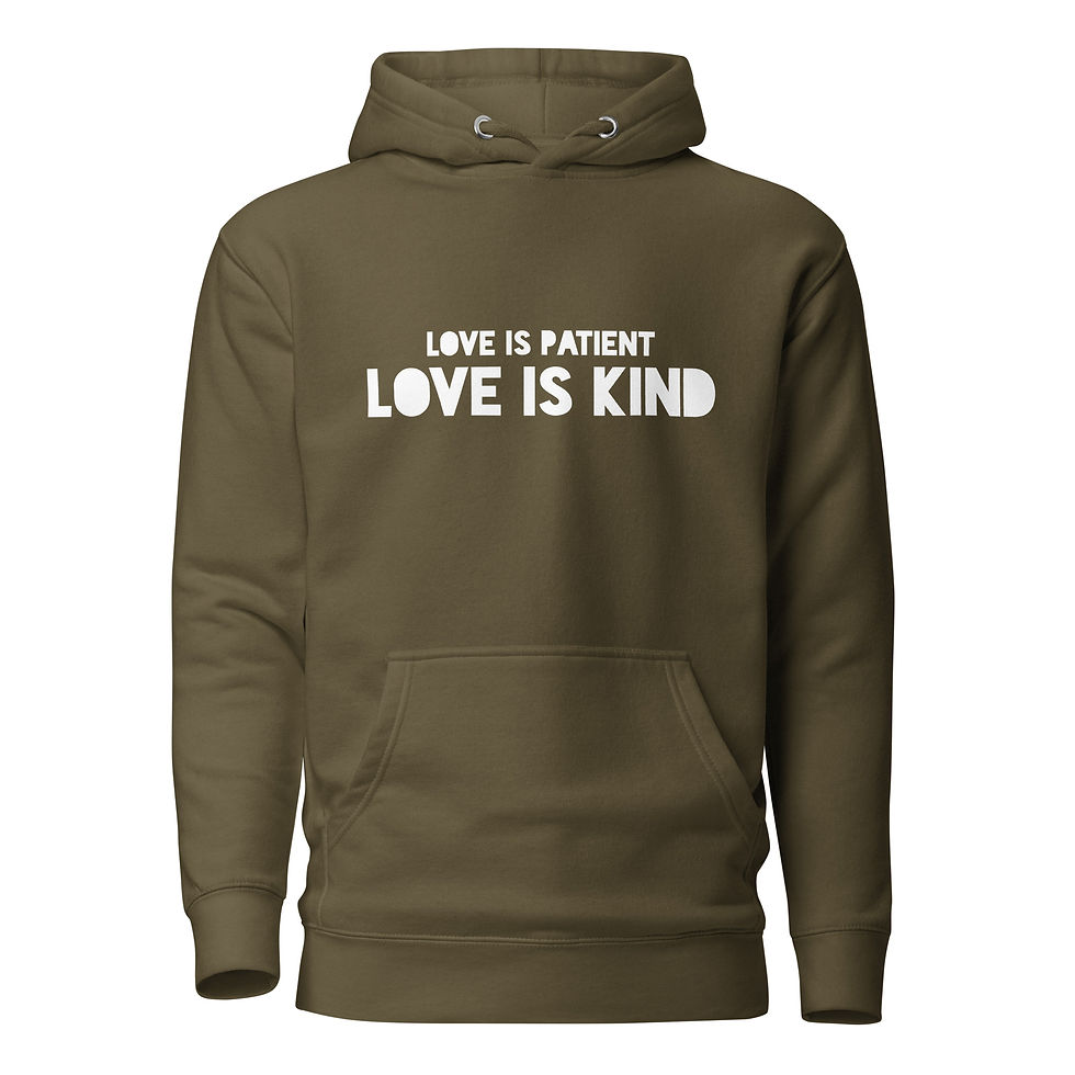 Thumbnail: YF3 The Classy Hebrew Love Is Patient Love Is Kind Unisex Hoodie