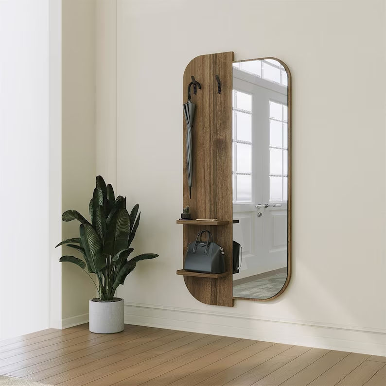Transform Your Space with the Modern Entryway Mirror Organizer by MetArtDesignWoo