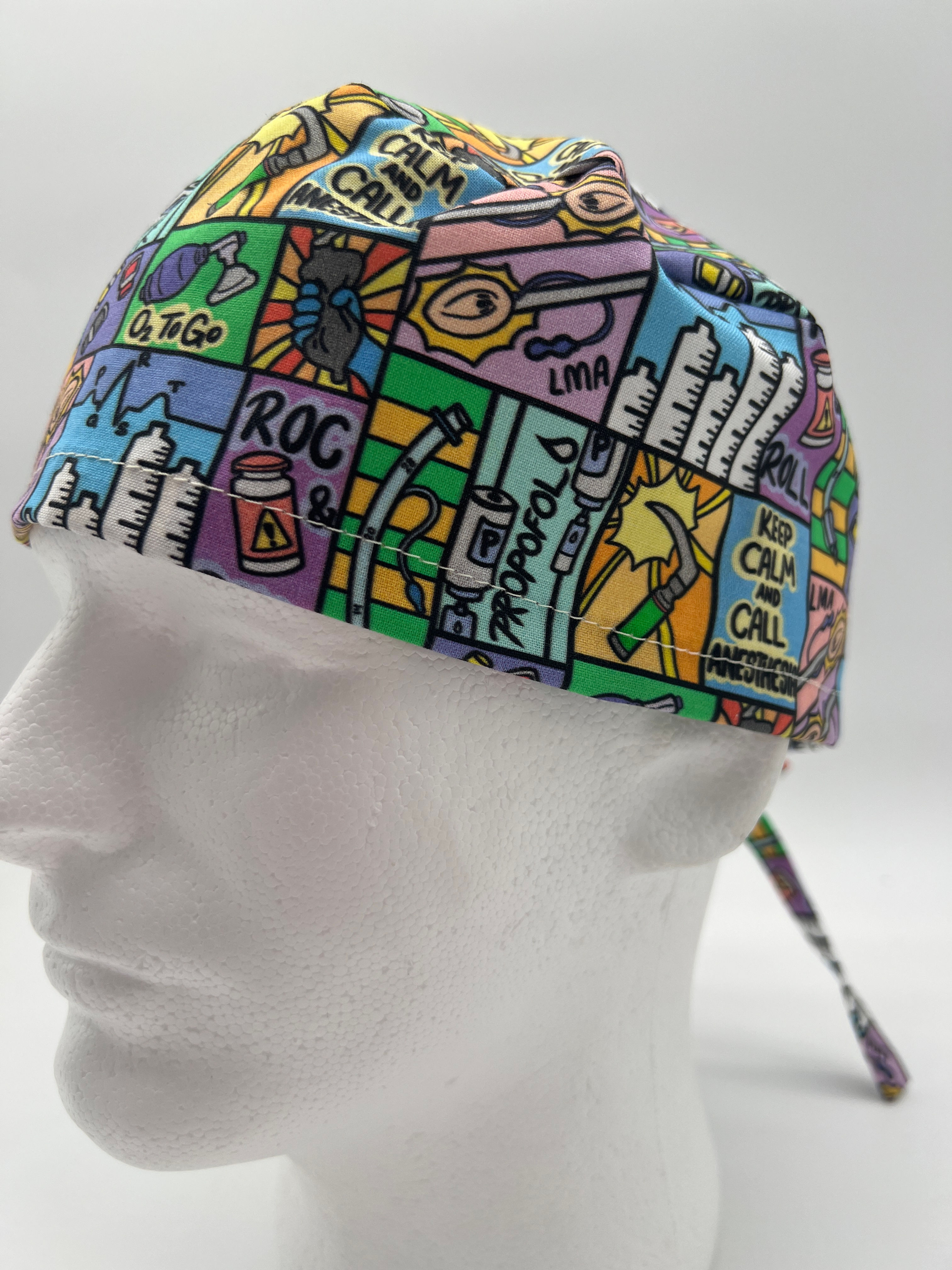 Anesthesia Color Men's Surgical Scrub Cap, OR Scrub Cap, satin lining option