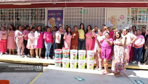 Guadalupe Martínez entrega pintura para mejorar preescolar en San José Tuzuapan