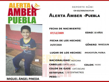 Se activa Alerta Amber para localizar a menor de 10 años de edad