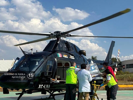 Con helicópteros al servicio de la salud, Puebla garantiza atención oportuna con 31 traslados