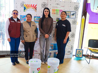 Guadalupe Martínez entrega pintura al IEEA Quecholac para mejorar sus instalaciones