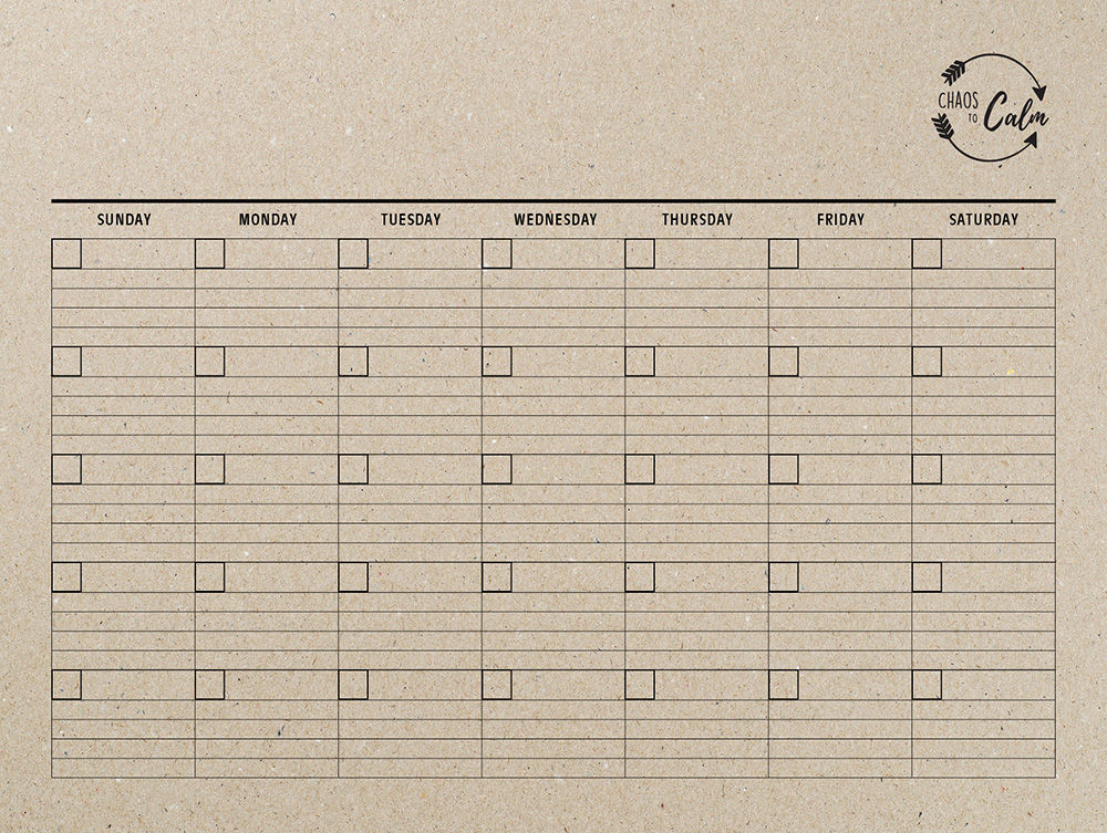 Calendar Sheet 18x24