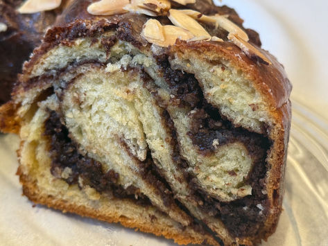 A rich brioche-dough coffee cake ribboned with chocolate filling