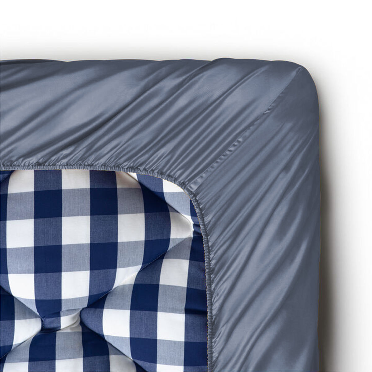 Spannbettlaken Satin Pure Night Shadow Blue