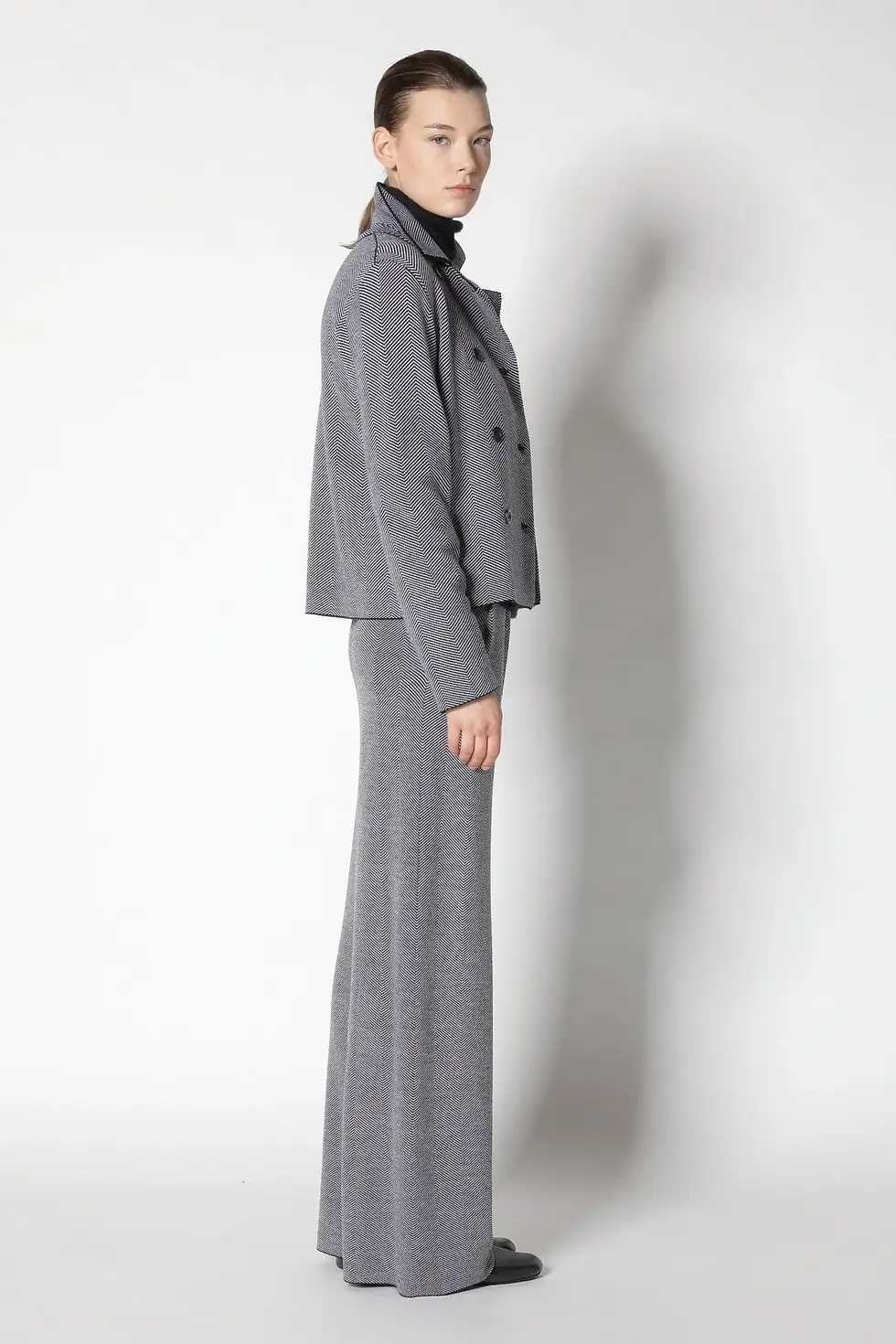 Miniaturbild: herringbone pleated palazzo pants