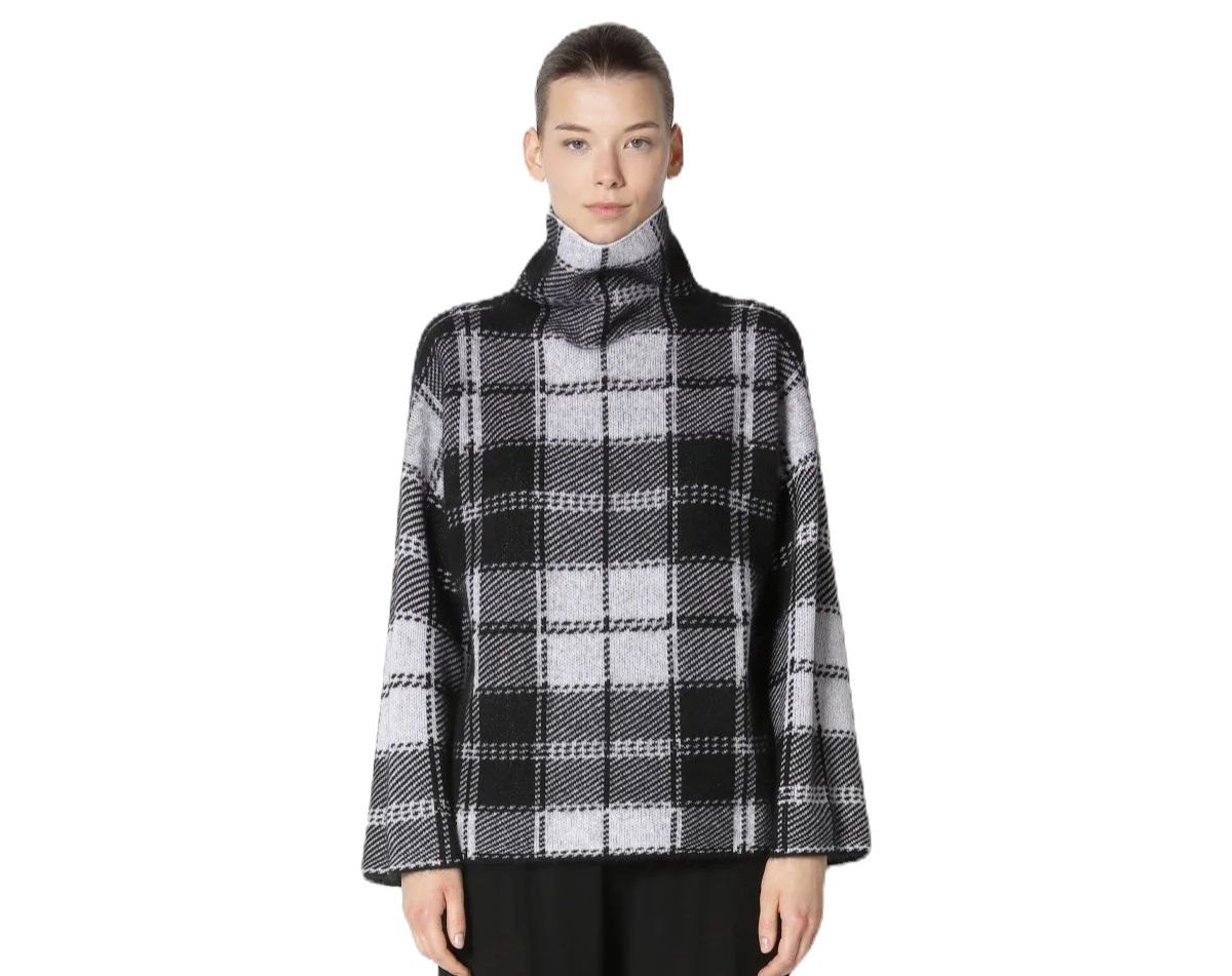 pure & fluffy checked turtle jumper