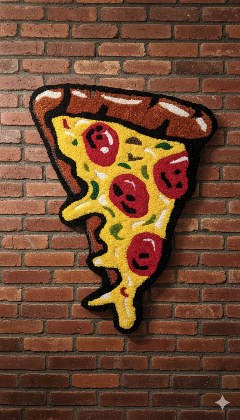 PlaceHolder image for New arrival product of Inosuke from demon slayer showing finger sign in a funny way. Primary colour is beige and blue. Handmade custom tufted rug 