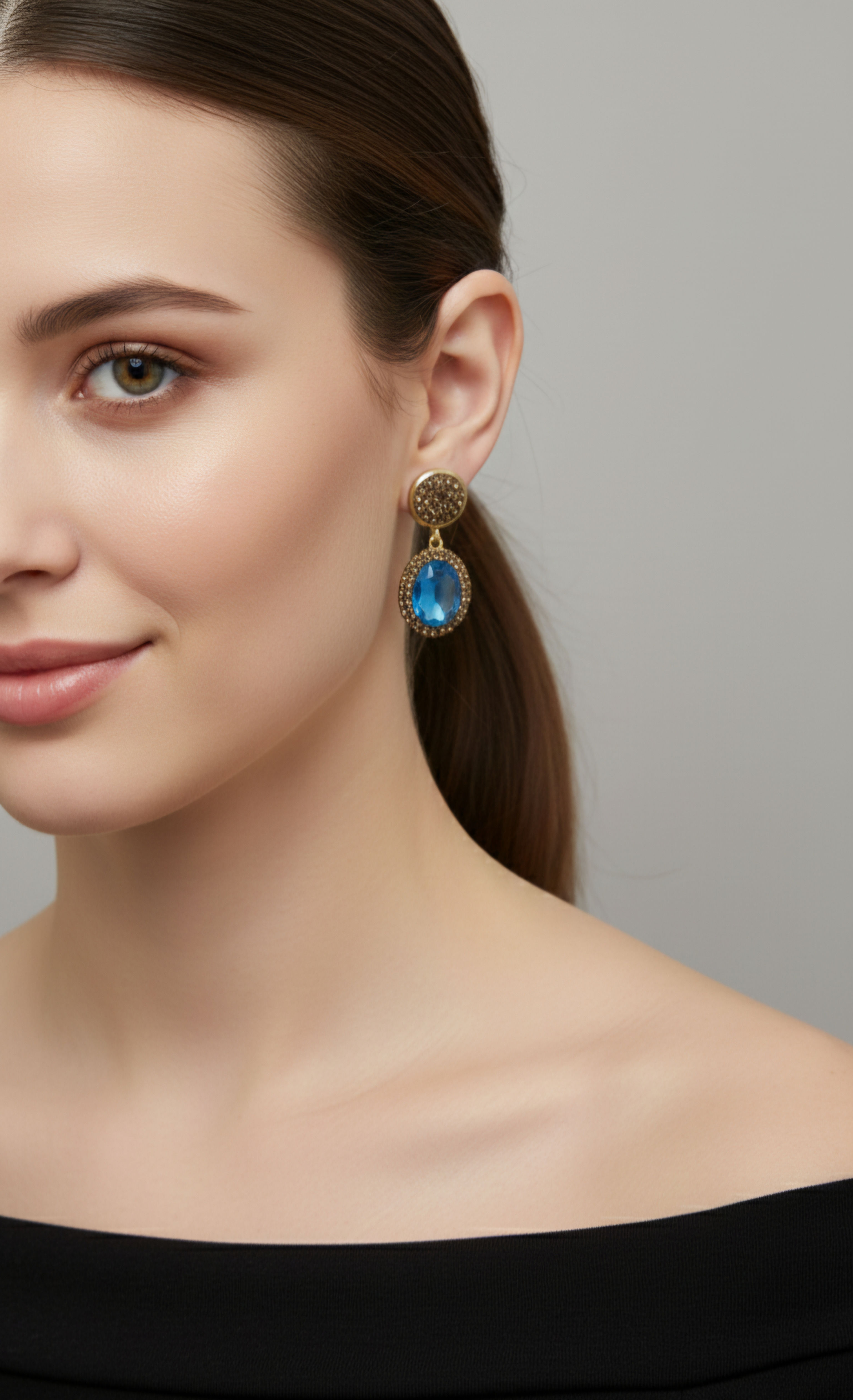 Gemstone Blue Topaz Earrings